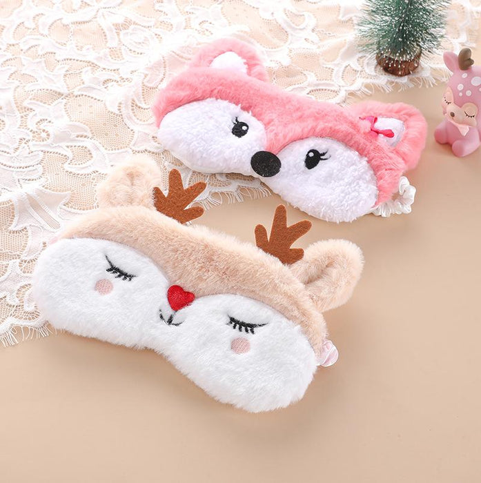 Cartoon Cute Embroidered Elk Fox Shade Blindfold Eye Mask