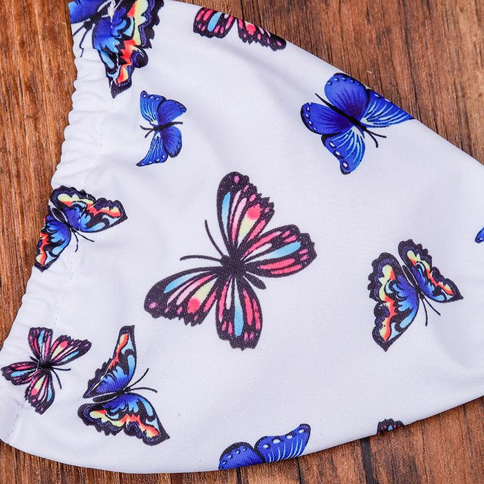 Sexy butterfly print split Bikini Swimsuit