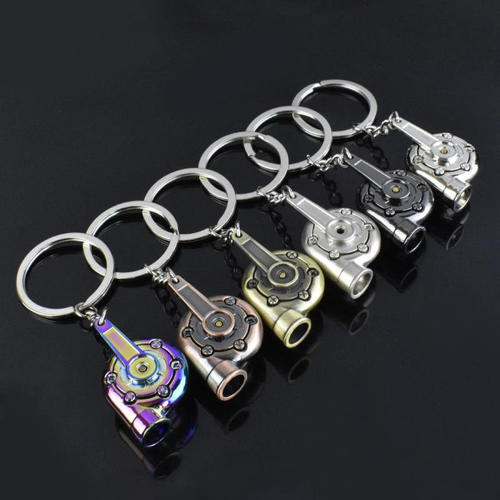 Creative Car Turbocharged Engine Shape Metal Keychain