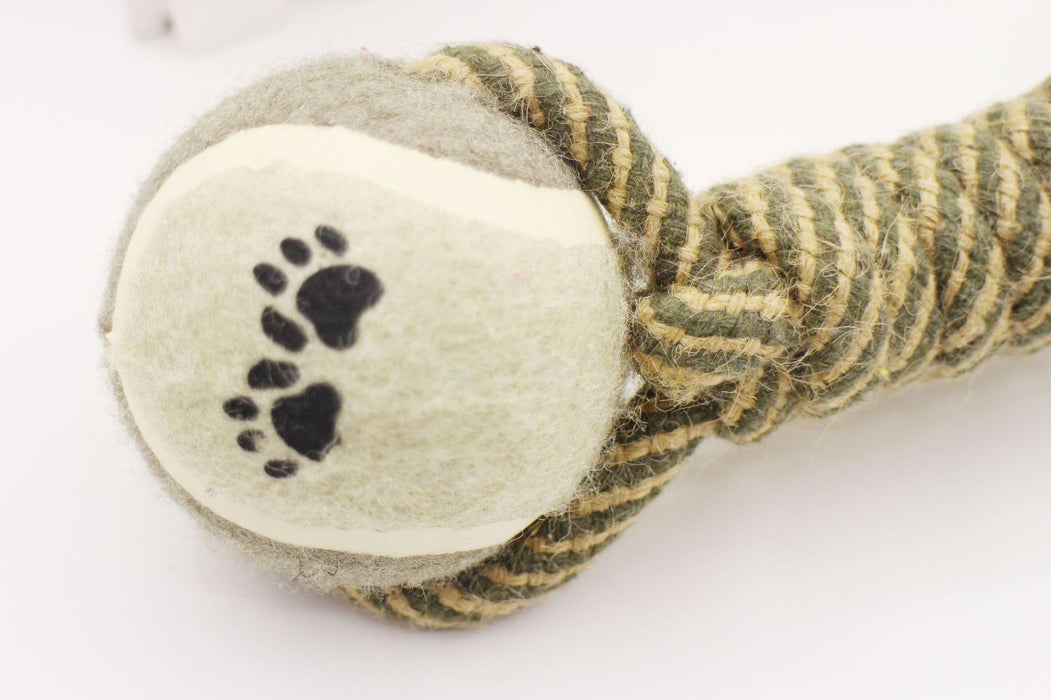 Pet Chew Toy Cotton Rope Tennis Dumbbell Rubber Toy