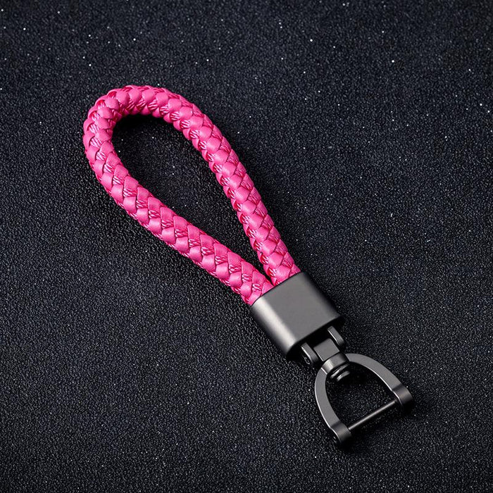 Creative Woven Leather Rope Metal Key Chain