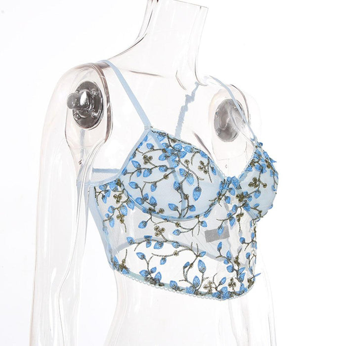 Sexy Embroidered Tanks Corset Women Slim Fit Vest