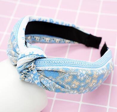 New Flower Headband Women Solid Color Knotted Hairband