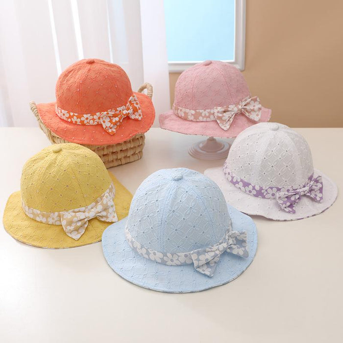 Summer Outdoor Windproof Shade Cute Bow Children's Fisherman Hat