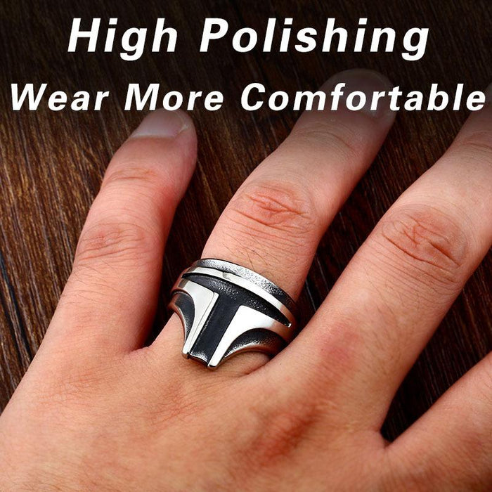 Vintage T-shaped Masked Stainless Steel Ring Men's Jewelry Titanium Steel Ring