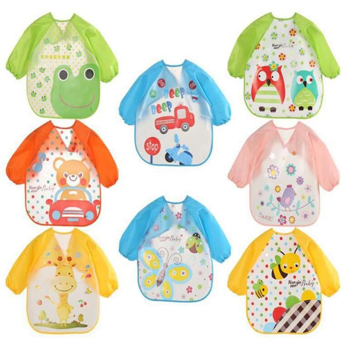 Cute Bibs Waterproof Long Sleeve Apron Children Feeding Smock