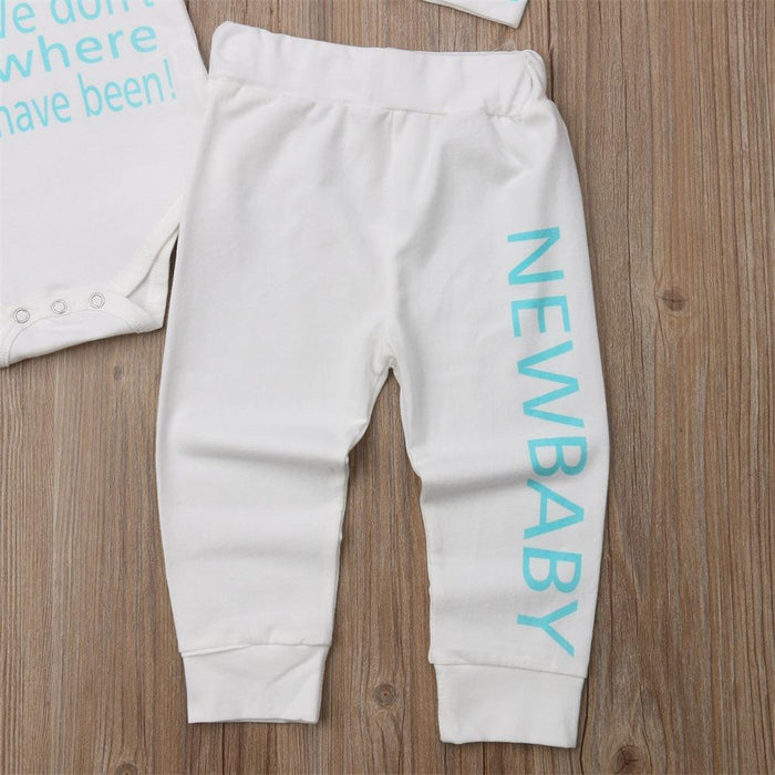 Letter cotton short sleeve hat three piece set