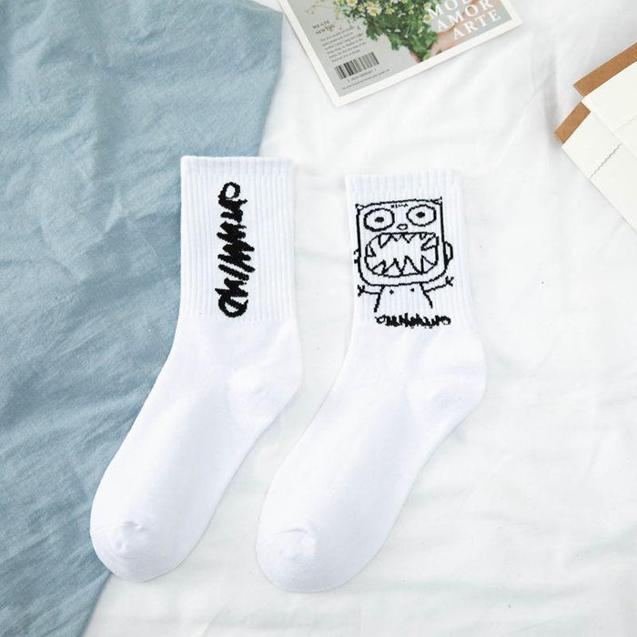 Cotton Men's Cartoon Pattern Hip Hop Socks