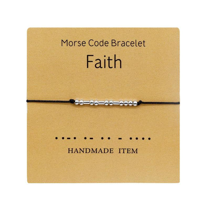 1PC Morse Code Bracelet Silver Beads