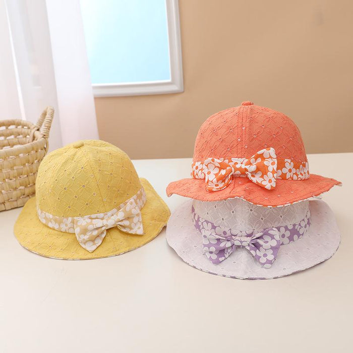 Summer Outdoor Windproof Shade Cute Bow Children's Fisherman Hat