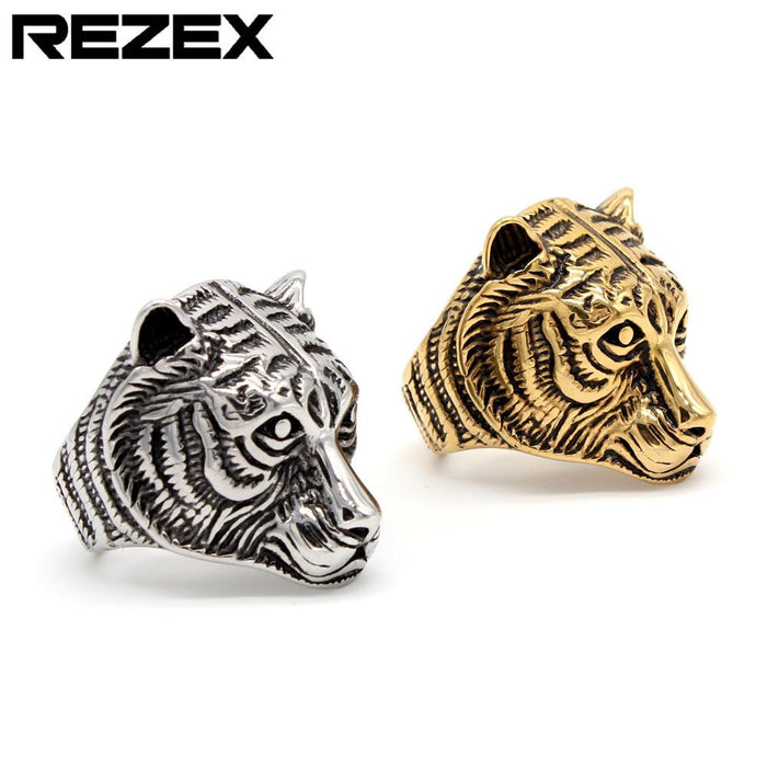 Personalized Tiger Head Men's Titanium Steel Ring Animal Ring