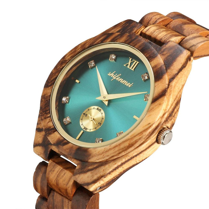 New Multifunctional Advanced Green Wood Quartz Watch