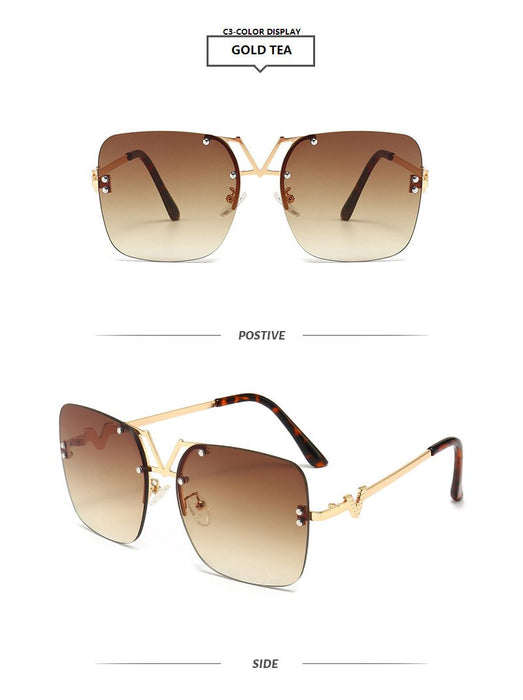 Metal square color large frame sunglasses