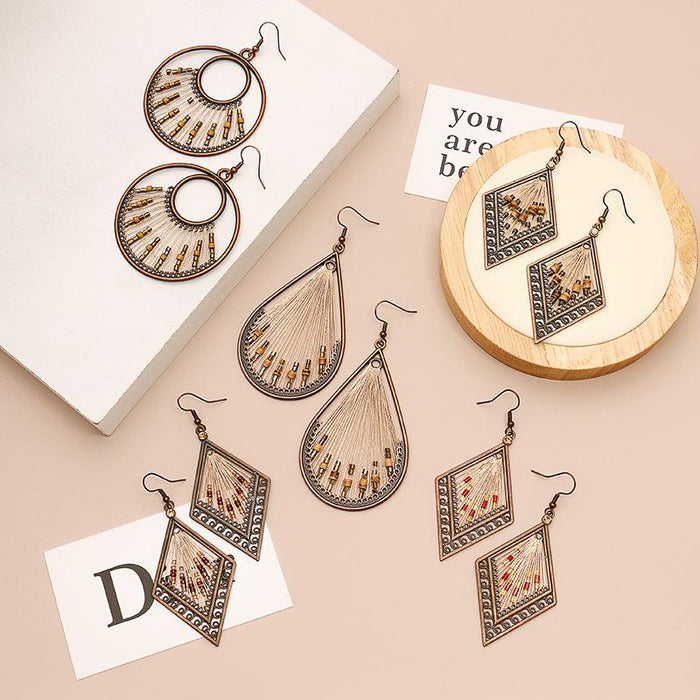 Vintage Fashion Drop Shaped Hand Woven Earrings