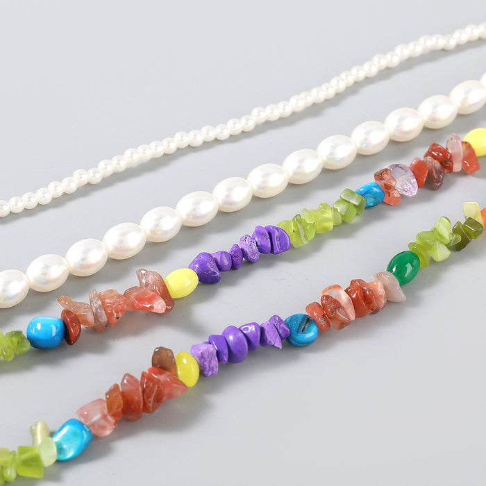 Women's Jewelry Personalized Turquoise Imitation Pearl Two Piece Necklace