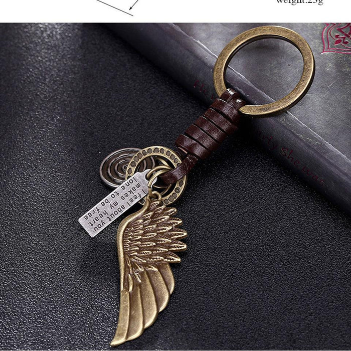 Vintage key chain punk leather metal key chain creative personality key chain