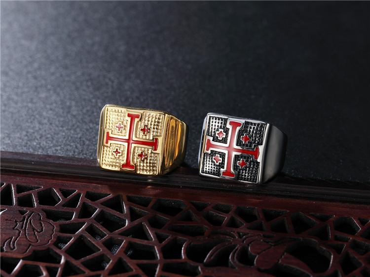 New Trade Ring Red Cross Army Men's Titanium Steel Ring