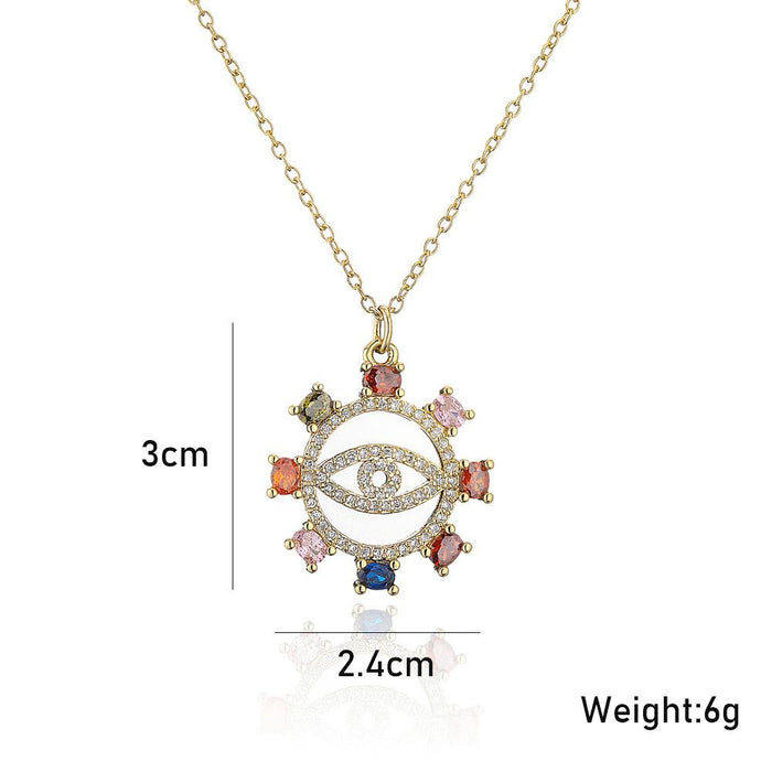 Colorful Zircon Devil's Eye Pendant Women's Necklace