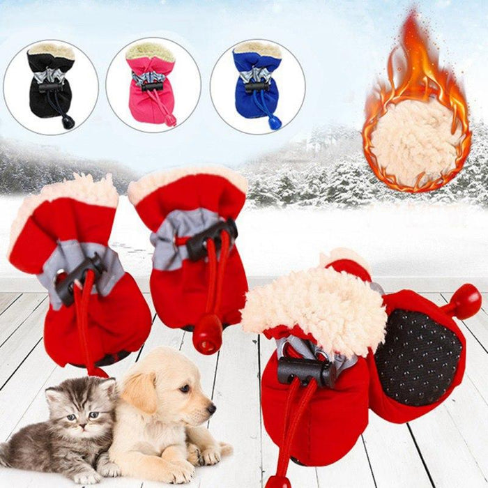 4pcs/set waterproof winter pet dog shoes non-slip rain and snow boots shoes