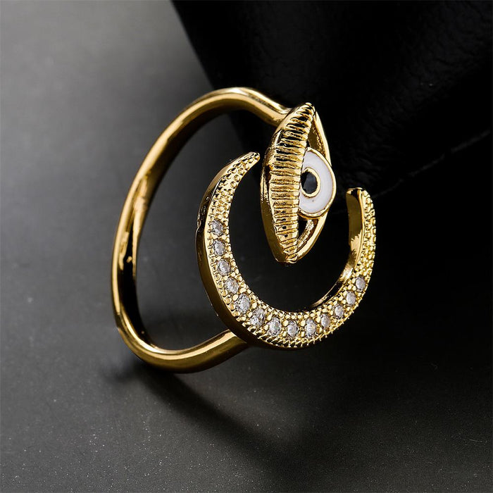 New Gold Color Oil Drop Moon Open Ring