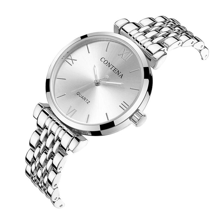 CONTENA Women Fashion Simple Luxury Stainless Steel Ladies Wristwatch