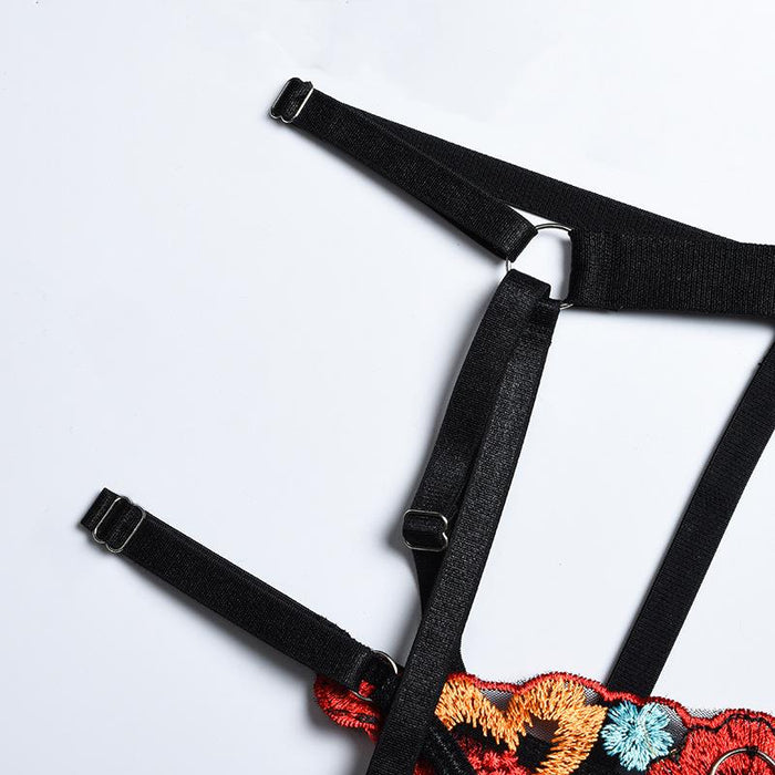 Women's Classic Embroidered Underwear Sexy Mesh Lingerie Set