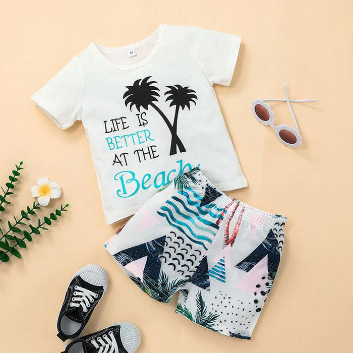 Summer Beach Shorts Top Two-piece Set for Boys