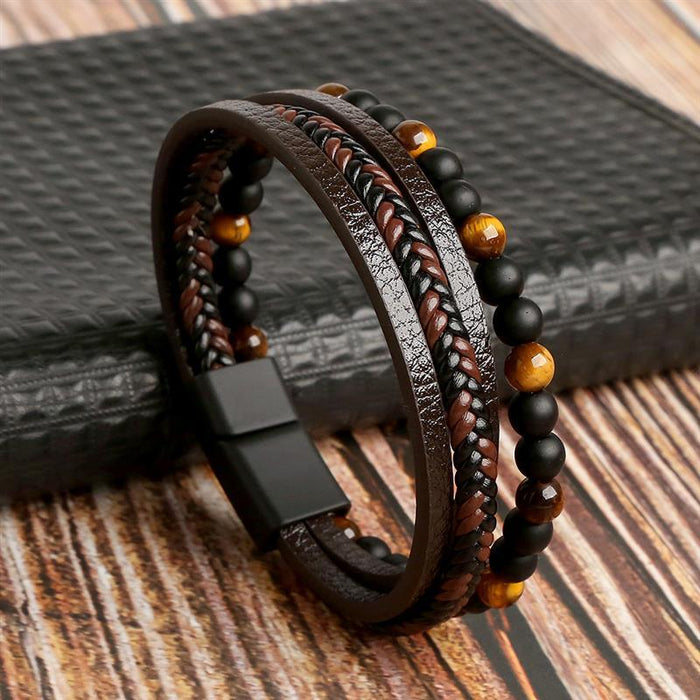 Geometric Gem Metal Patchwork Men'S Bracelets