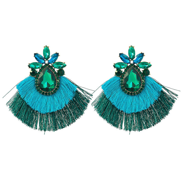 Women's Colorful Rhinestone Alloy Flower Tassel Earrings