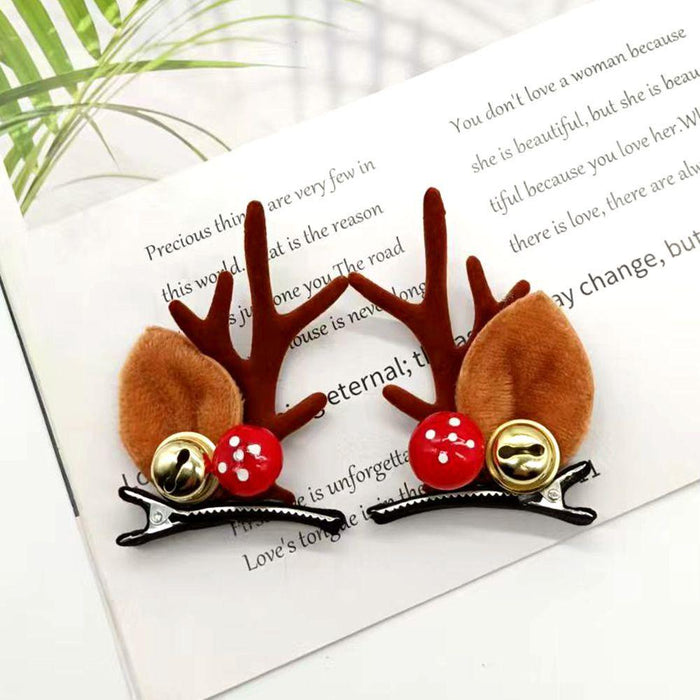 Christmas Antler Hairpin Elk Ear Bell Clip Cute Headwear
