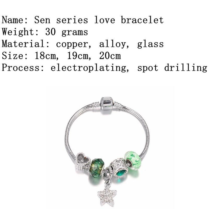 Green Mori Love Starfish Glass Charm DIY Bracelet