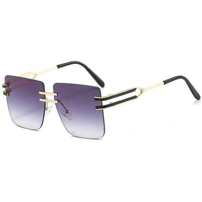 Large frame square metal sunglasses