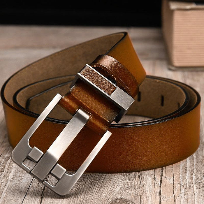 New Men's Leisure Business Retro Pinhole Buckle Leather Leather Belt