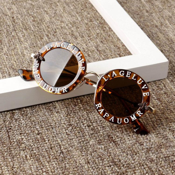 Children's letters Sunglasses round frame Retro