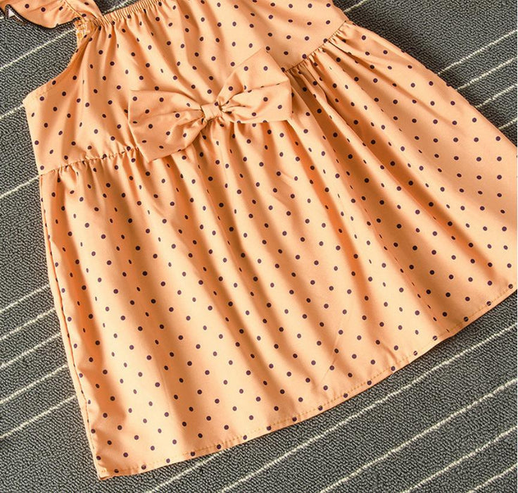 Girls' skirt orange suspender dot dress