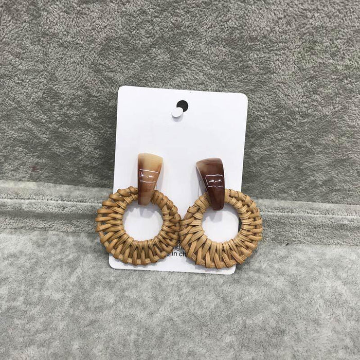 Acrylic Resin Earrings Bamboo Rattan Vintage Earrings Jewelry
