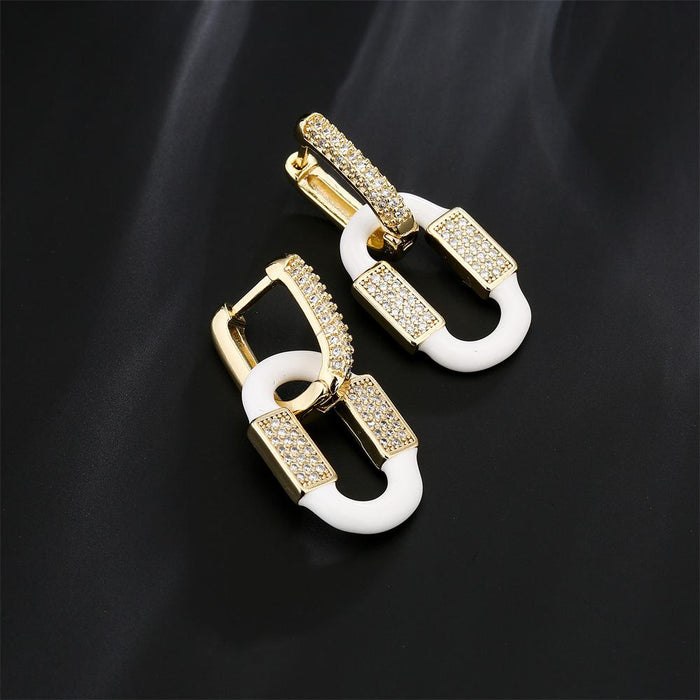 New 7 Colors Oil Drop Gold Color Zircon Women's Earrings