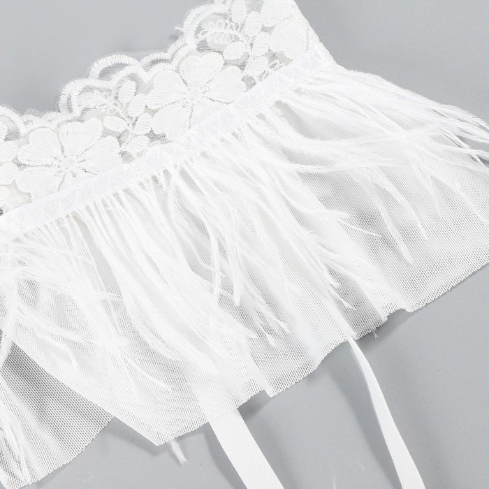 Sexy Embroidered Mesh Underwear Women Garter Lingerie Set