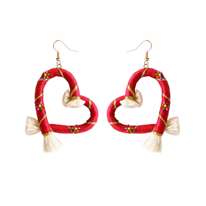 Hand Woven Earrings 2022 New Vintage Peach Heart Earrings