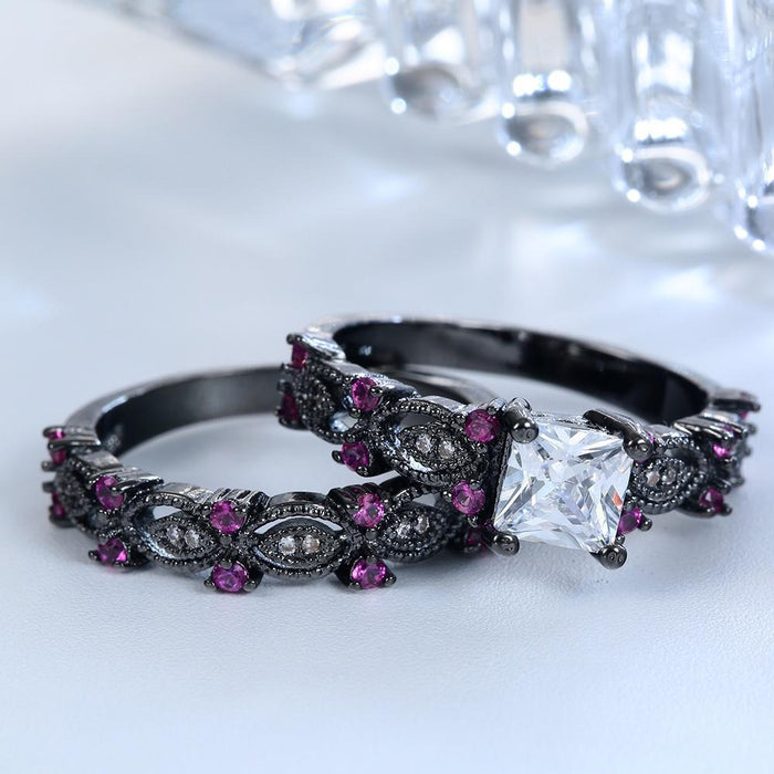 Luxury Women‘s Jewelry Black Gold Color Rings