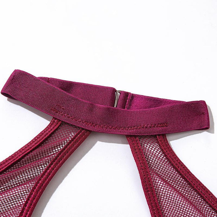 Sexy Lingerie Women's Lace Front Closure Halter Bodysuit