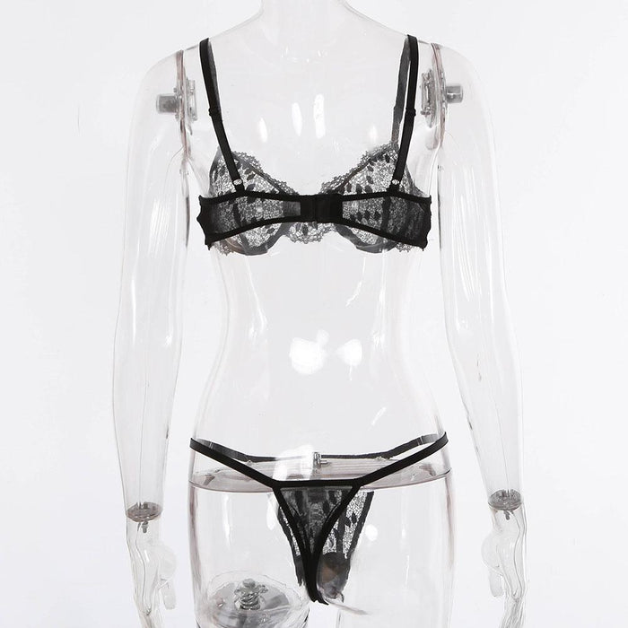 Two-color Lace Mesh Underwear Sexy Stitching Lingerie Set