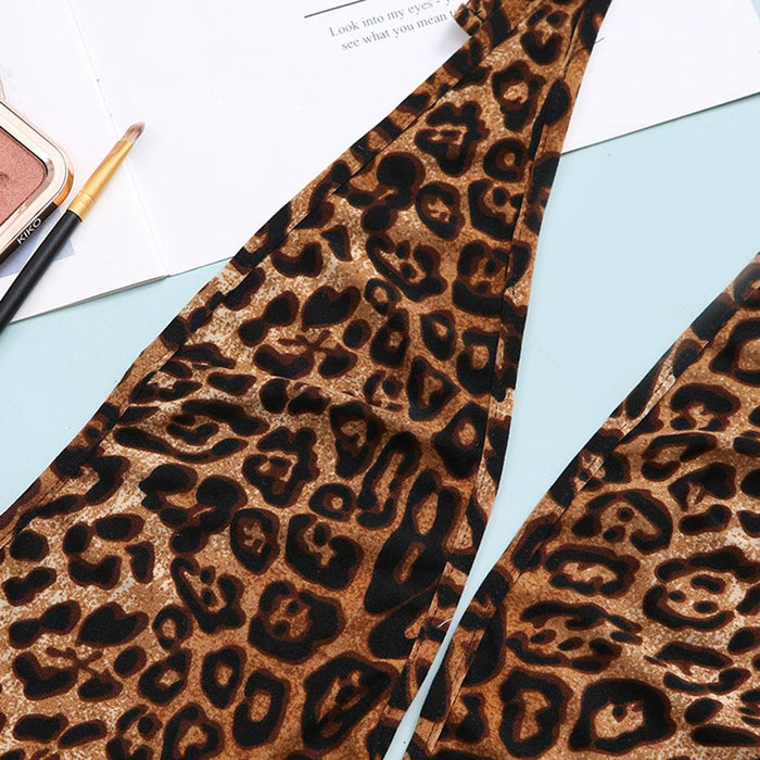 Women's Leopard Print Backless Lingerie Sexy Halter Bodysuit