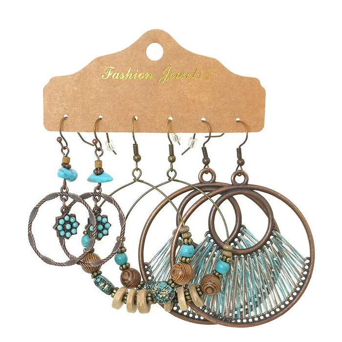 3 pairs/set Earrings Bohemian Style Jewelry X0X36193