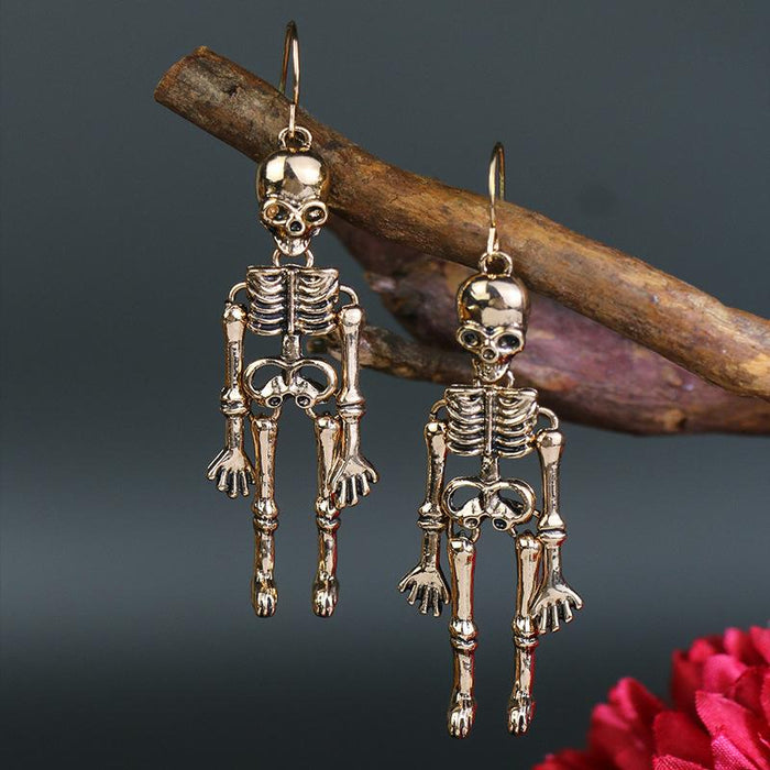 Retro Punk Skull Human Skeleton Earrings