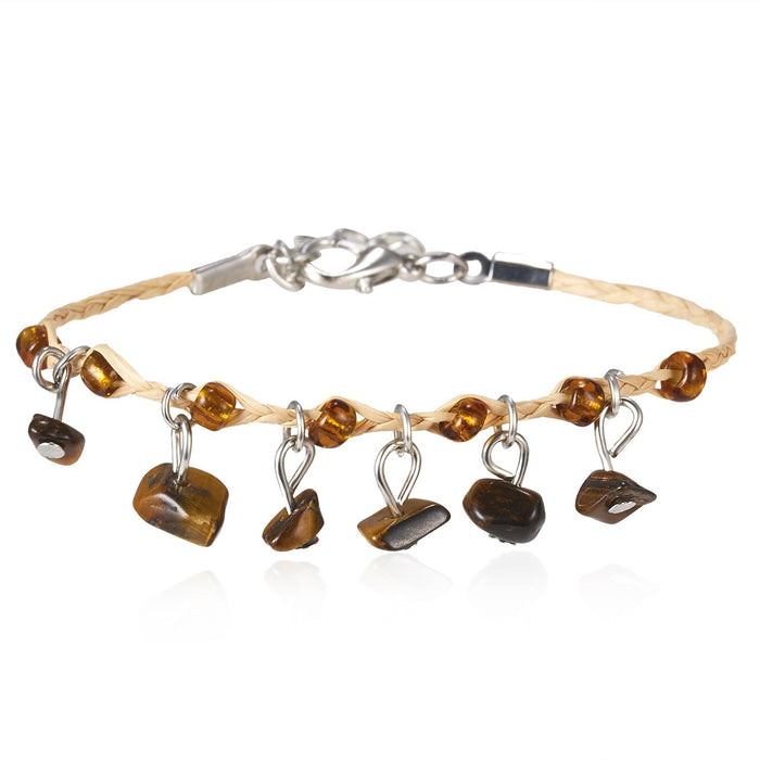 35 Pieces Natural Stone Gravel Woven Bracelet