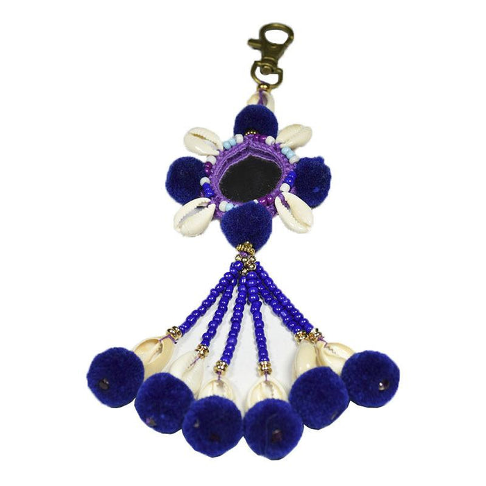 Bohemian Shell Plush Ball Bag Hanging Tassel Hand Woven Keychains