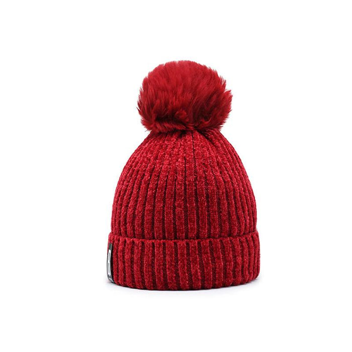 Winter Hats for Woman Thicker Beanies Chenille Ball Knitted Cap