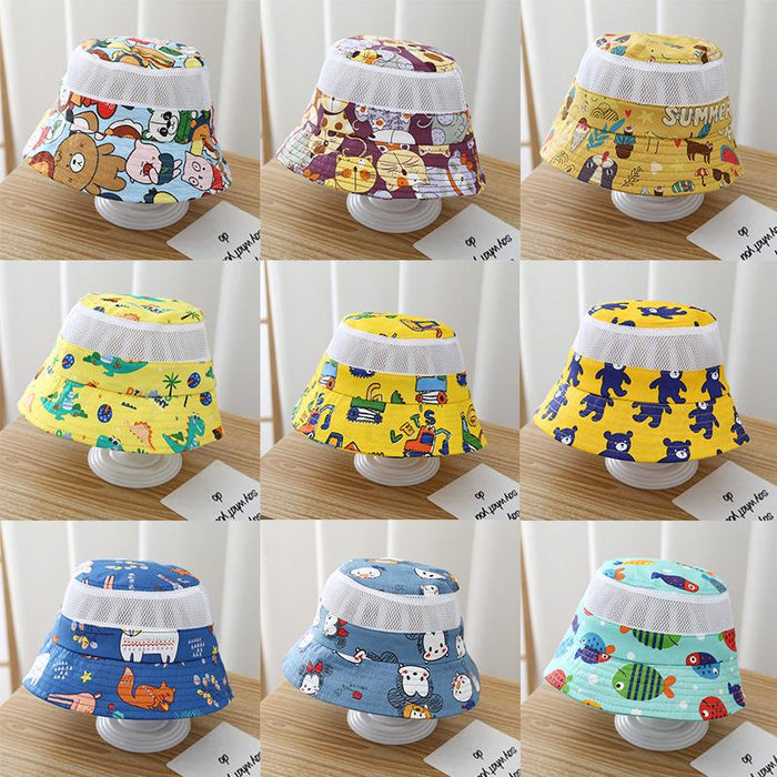 Summer Cartoon Print Children's Outdoor Mesh Hat