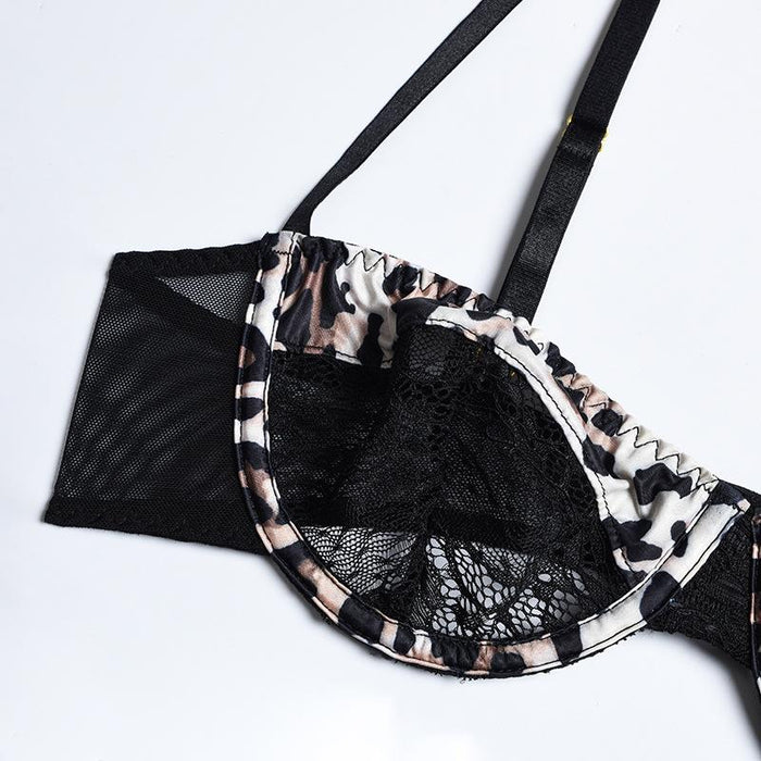Women's Sexy Leopard Print Lace Skirt Underwear Set